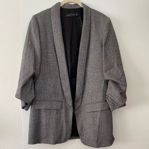 Zara Herringbone Ruched Blazer Sz M